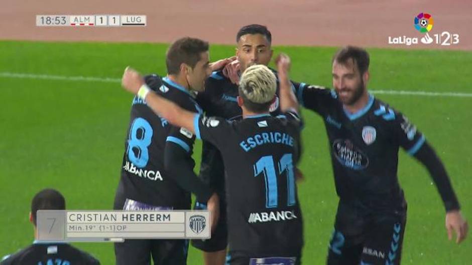 Gol de Cristian Herrera (1-1) en el UD Almería 1-1 CD Lugo