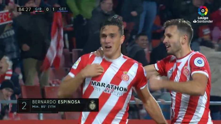 Gol de Espinosa (1-1) en el Girona 1-1 Getafe