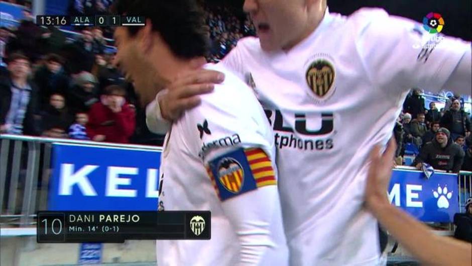 Gol de Parejo (0-1) en el Alavés 2-1 Valencia