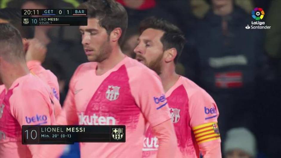 Gol de Leo Messi (0-1) en el Getafe 1-2 Barcelona