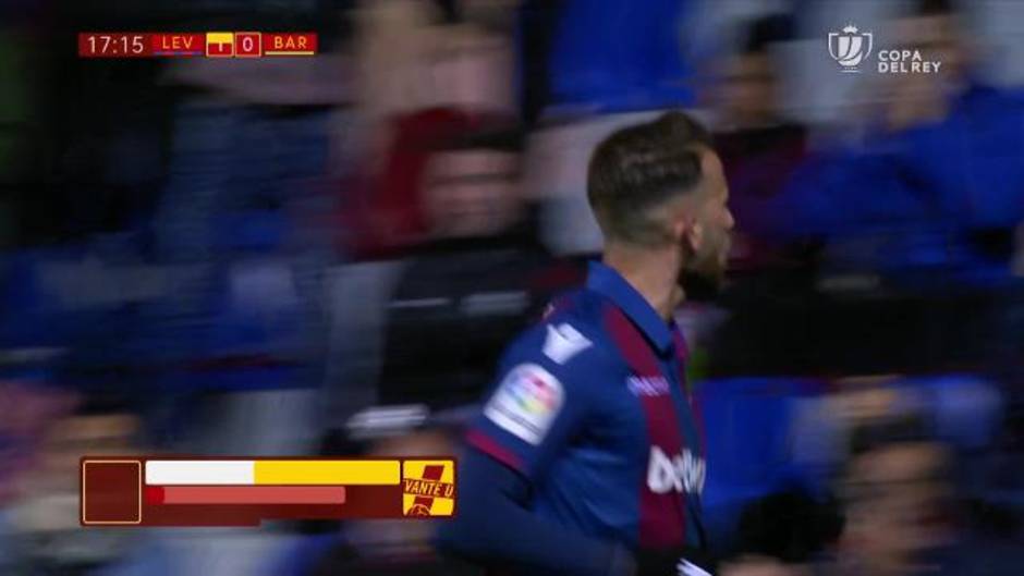 Gol de Borja Mayoral (2-0) en el Levante 2-1 Barcelona