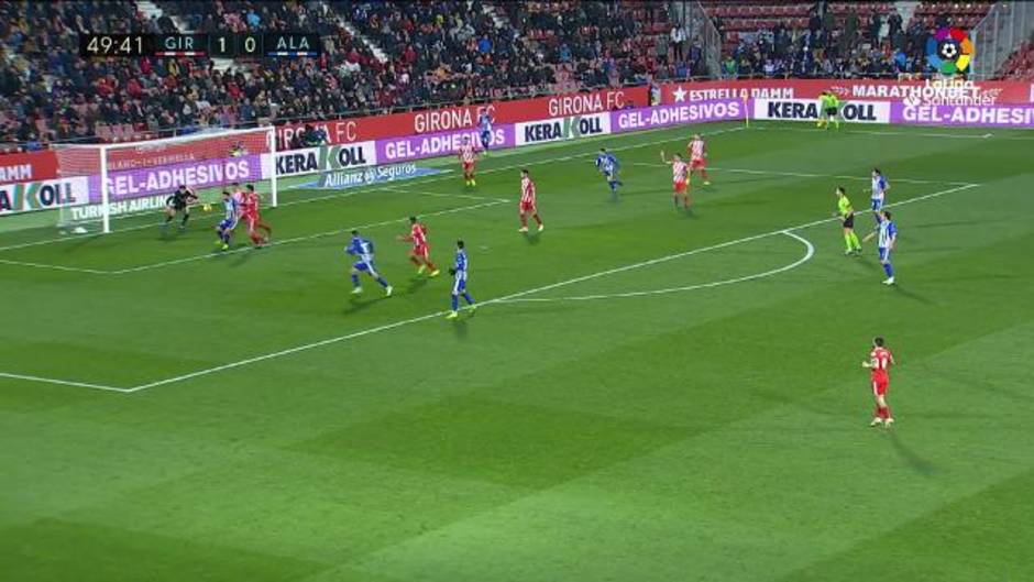 Gol de Borja Bastón (1-1) en el Girona 1 - 1 Alavés
