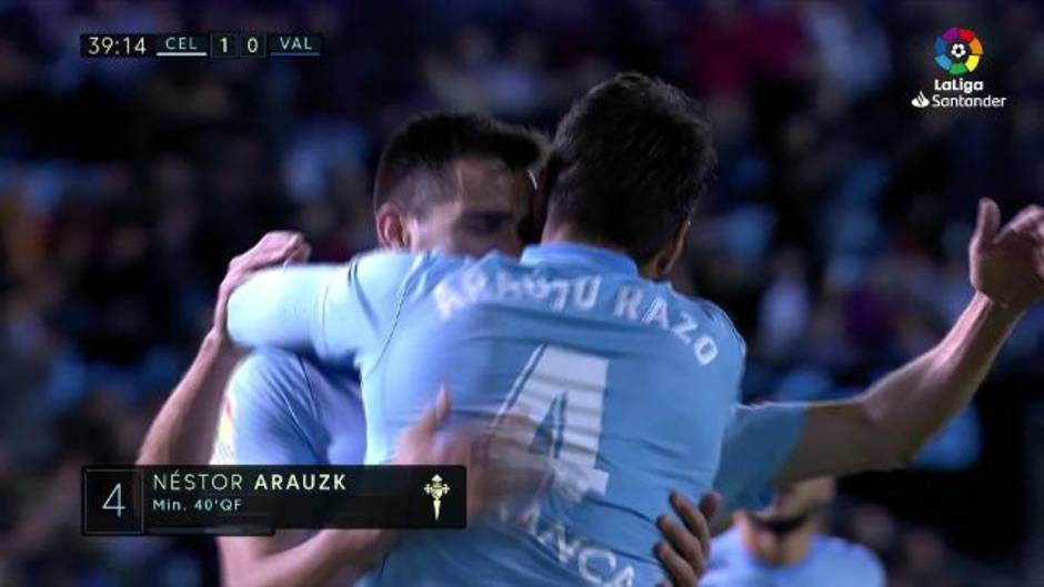 Gol de Néstor Araújo (1-0) en el Celta 1-2 Valencia