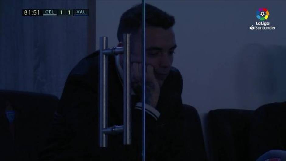 Iago Aspas en el palco de Balaídos durante el Celta-Valencia