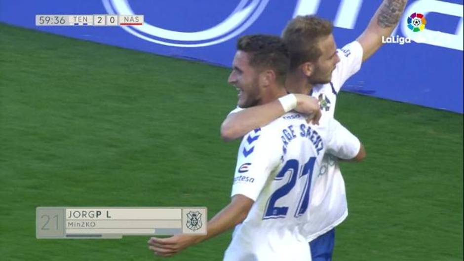 Gol de Jorge Sáenz (2- 0) en el Tenerife 2 - 0 Nàstic