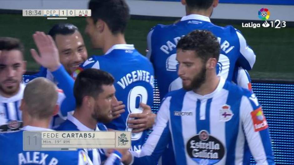 Gol de Fede Cartabia (1- 0) en el Deportivo 2 - 0 Albacete