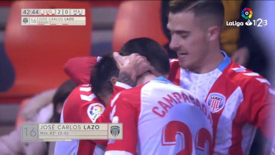 Gol de Lazo (2-0) en el Lugo 3-2 Rayo Majadahonda