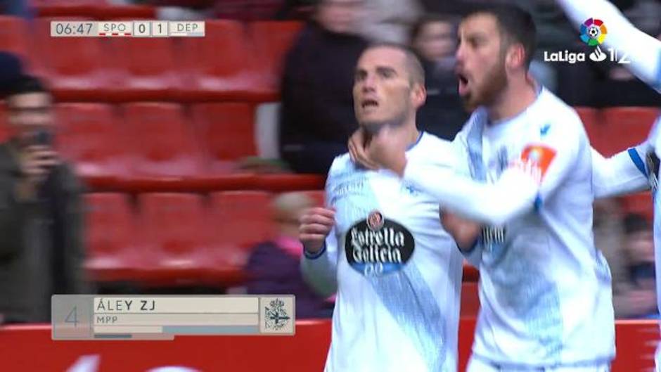Gol de Bergantiños (0-1) en el Sporting 1 - 2 Deportivo