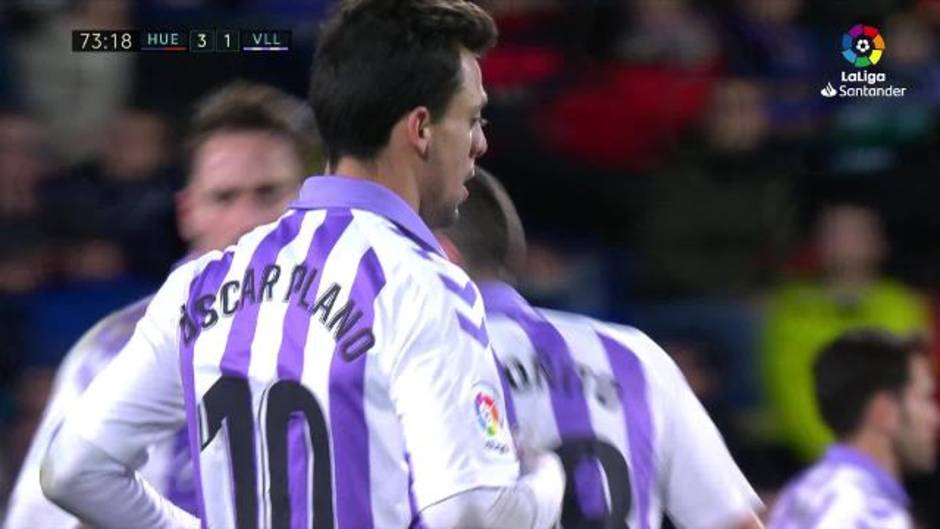 LaLiga (J22) Gol anulado a Óscar Plano en el Huesca 4 - Real Valladolid 0