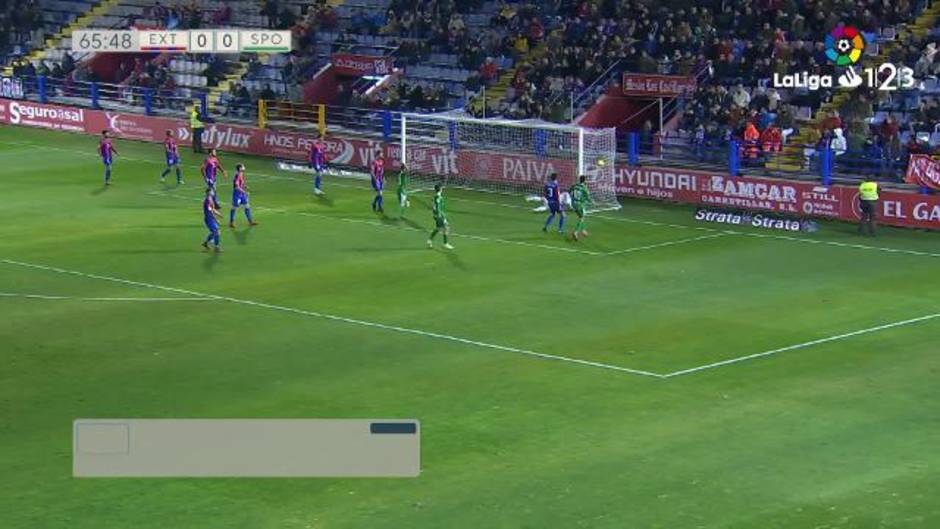 LaLiga 123 (J24): Gol en propia puerta de Aitor Fernández. Extremadura 0-1 Sporting