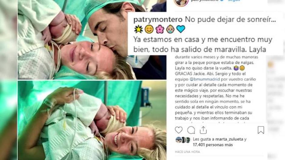 Patricia Montero recibe el alta tras dar a luz a su segunda hija