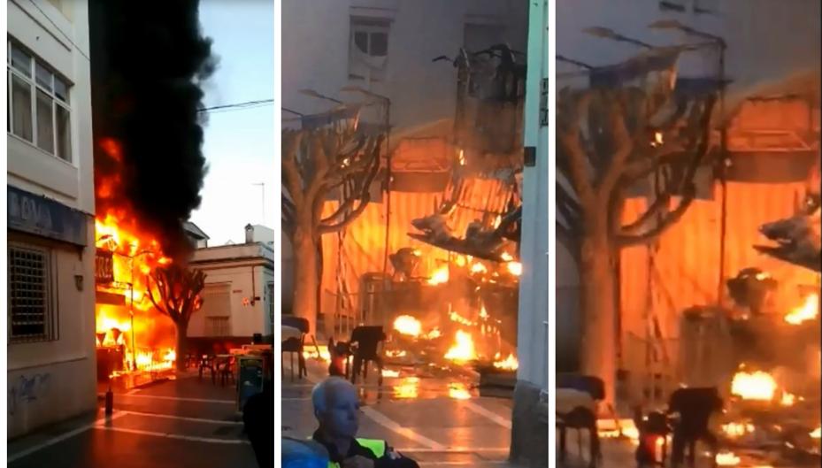 VÍDEO: Espectacular incendio en una churrería de Puerto Real