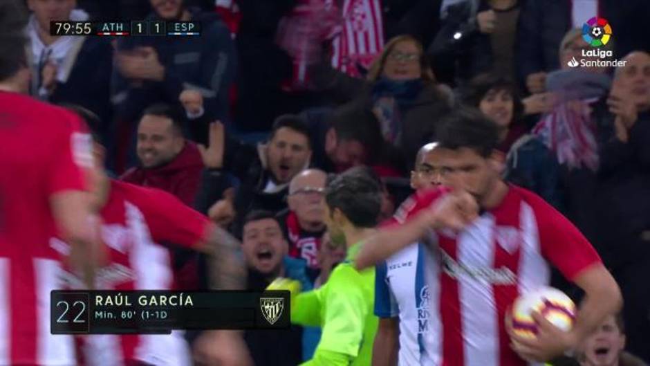 Gol de Raúl García (1-1) en el Athletic 1-1 Espanyol