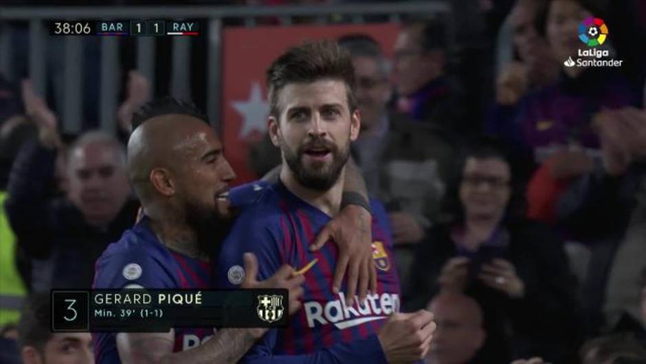 Gol de Piqué (1-1) en el Barcelona 3-1 Rayo Vallecano