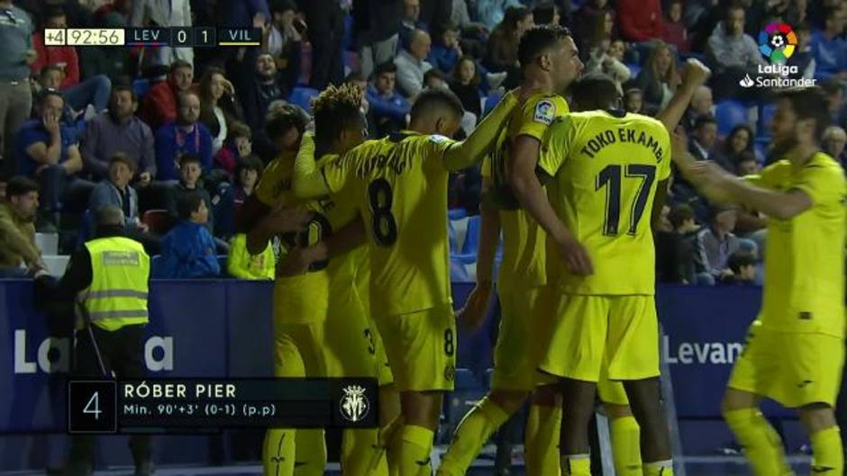 Gol de Róber Pier en propia puerta (0-1) en el Levante 0-2 Villarreal