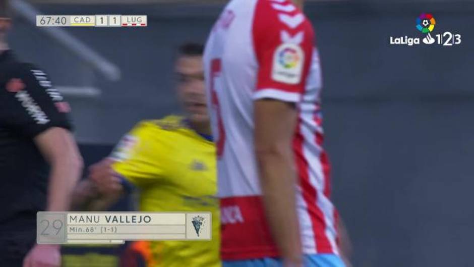 Gol de Manu Vallejo (1-1) en el Cádiz 1-1 Lugo