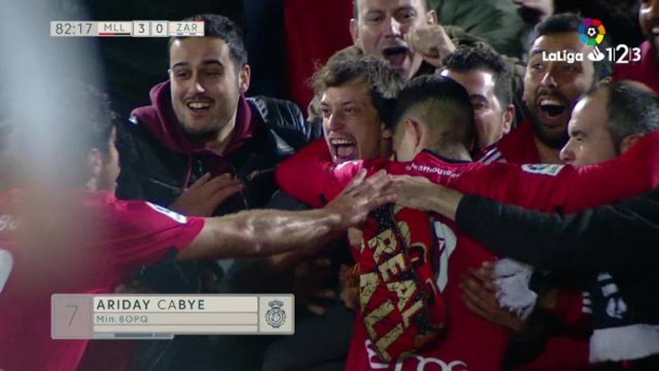 Gol de Cabrera (3-0) en el Mallorca 3-0 Zaragoza