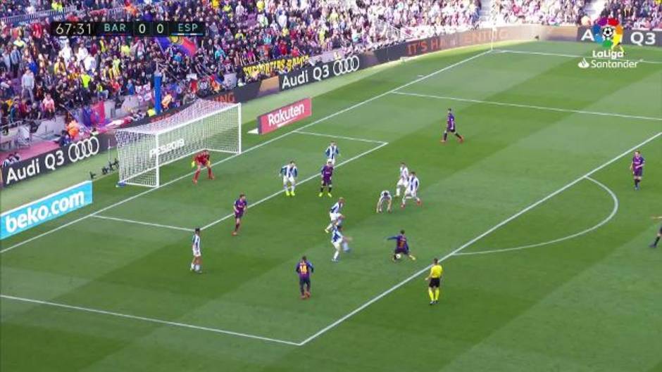 Ocasión de Coutinho en el Barcelona 2-0 Espanyol