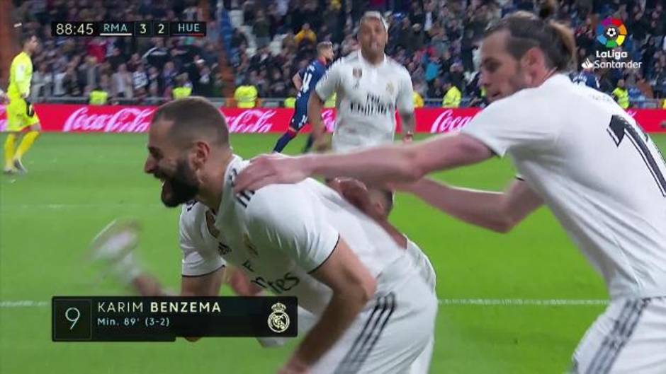 El gol por la escuadra de Benzema que decidió el Real Madrid-Huesca