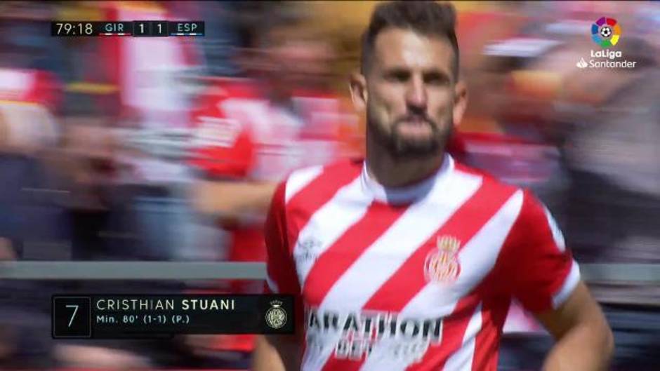 Gol de Stuani (1-1) en el Girona 1-2 Espanyol