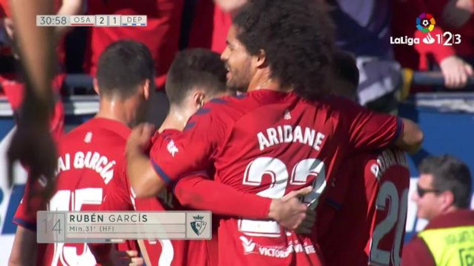 Gol de Rubén García (2-1) en el Osasuna 2-1 Deportivo