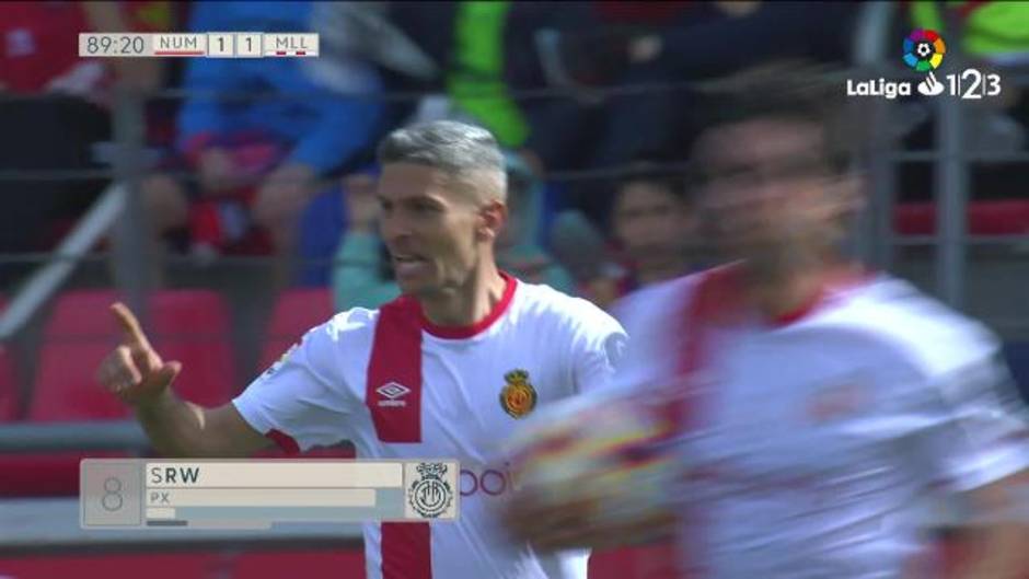 Gol de Salva Sevilla (1-1) en el Numancia 1-1 Mallorca