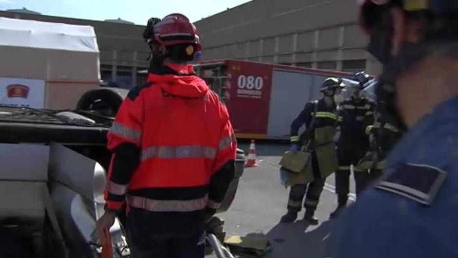 El Consorcio de Bomberos realiza un simulacro de excarcelación en Barcelona