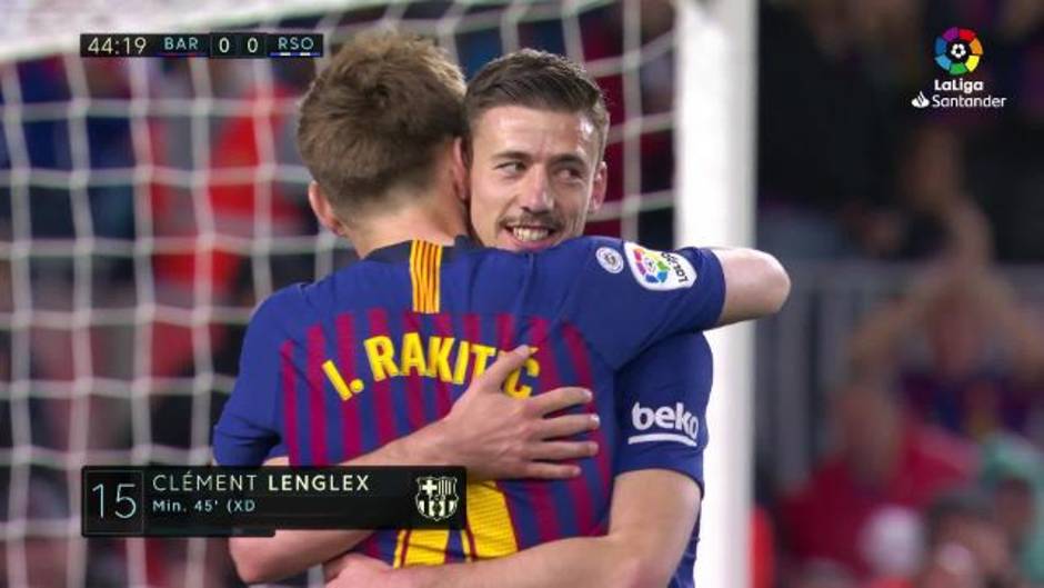 Gol de Lenglet (1-0) en el Barcelona 2-1 Real Sociedad