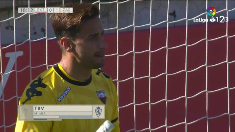 Gol de Casto (0-1) en el UD Extremadura 0 - 3 Real Zaragoza