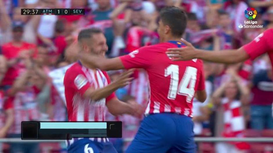 Gol de Koke (1-0) en el Atlético de Madrid 1-1 Sevilla