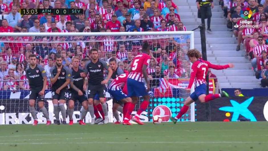 Jugada polémica por manos de Gonalons en la barrera durante el Atlético de Madrid 1-1 Sevilla