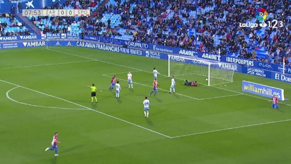 Gol de Robin Lod (0-1) en el Zaragoza 4-2 Sporting