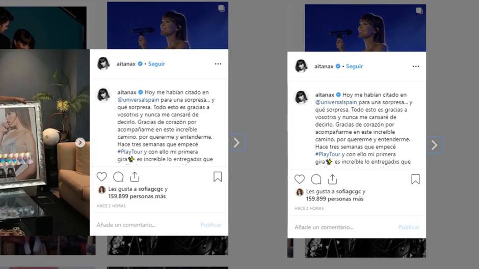 Aitana recibe una sorpresa en forma de oro y platino