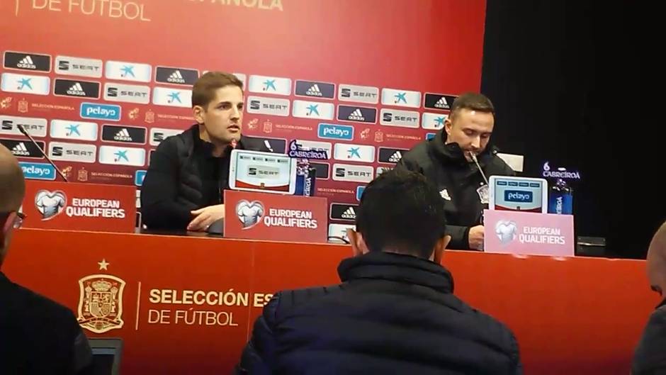 Robert Moreno en la rueda de prensa posterior al partido ante Malta