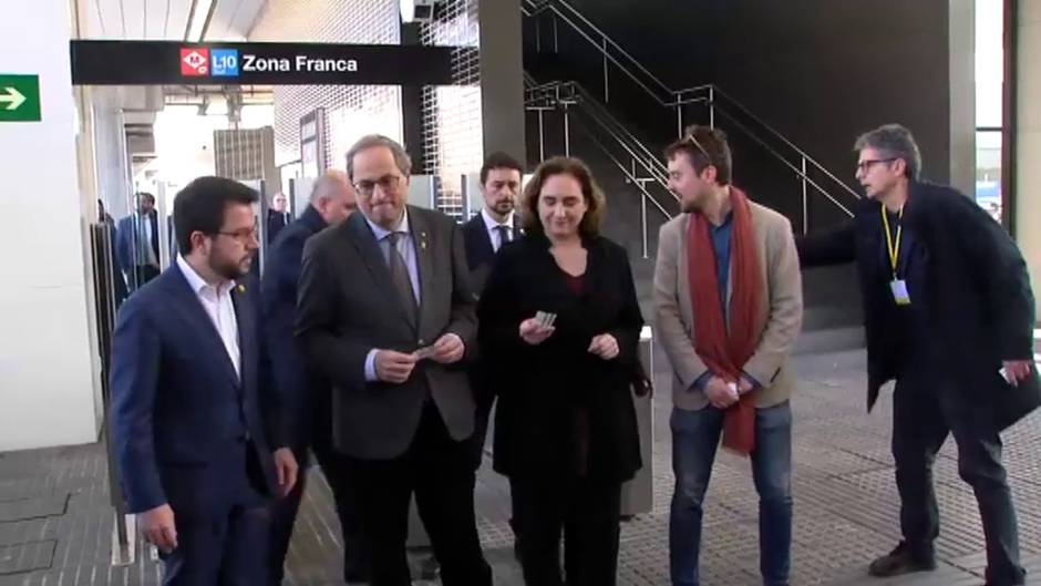 Torra inaugura junto a Colau y Aragonès una nueva estación de metro en Barcelona