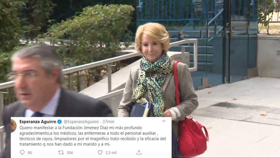 Esperanza Aguirre y su marido reciben el alta hospitalaria