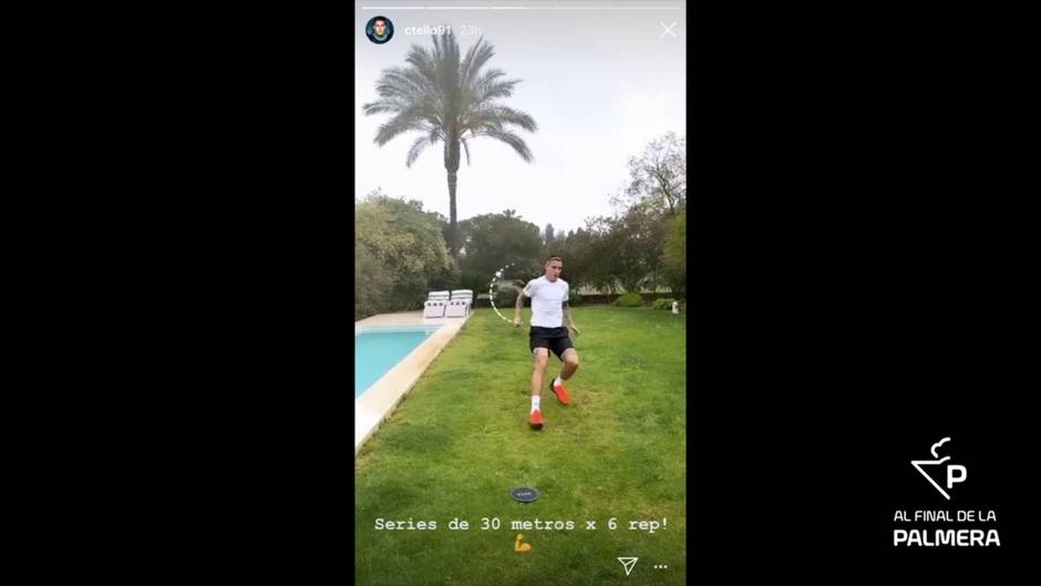 El trabajo de Tello, jugador del Real Betis, para mantener la velocidad en el confinamiento