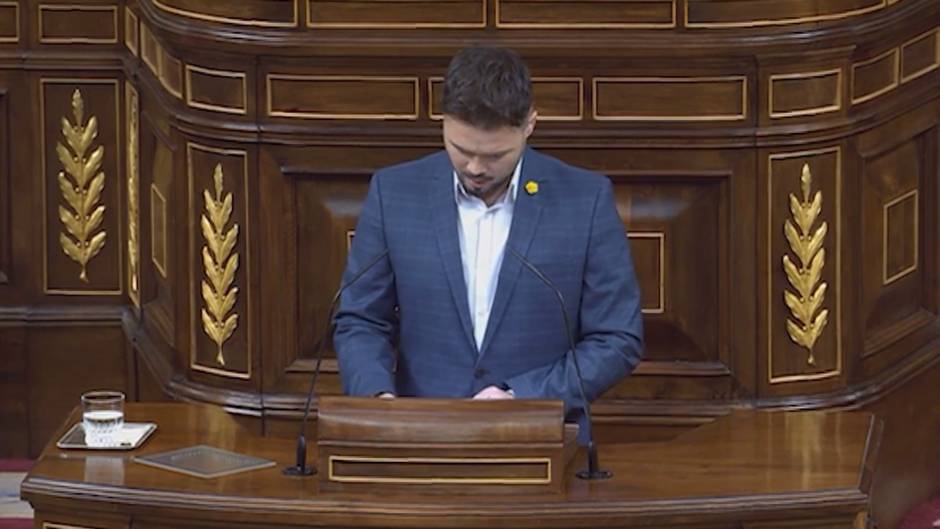 Rufián: "Sacrificar" a ERC pactando con Cs es acabar con espíritu de investidura