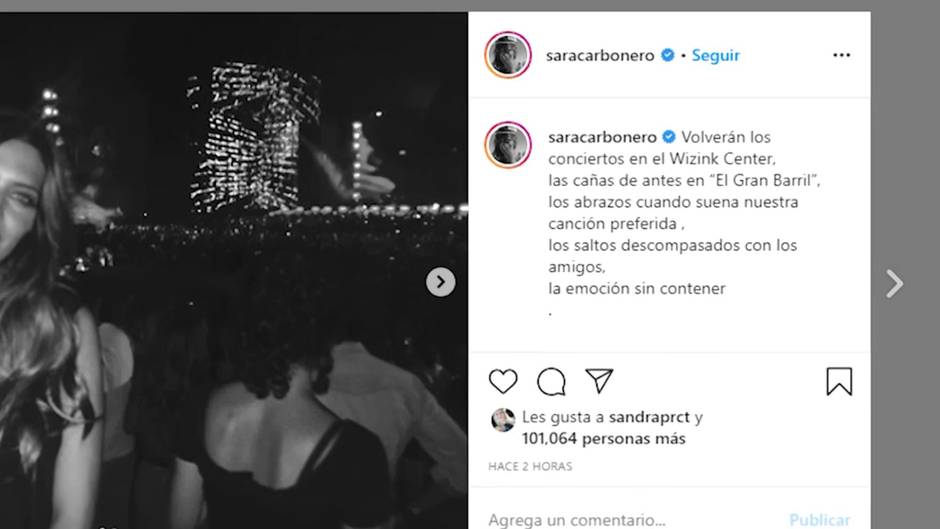 Sara Carbonero rinde homenaje a los conciertos en Instagram