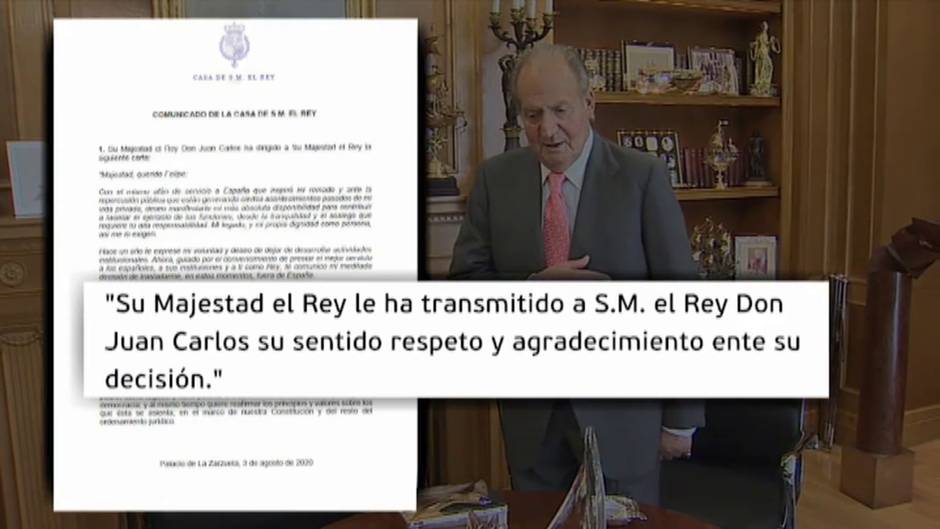 El rey emérito no dice en su comunicado en qué país va a fijar su residencia