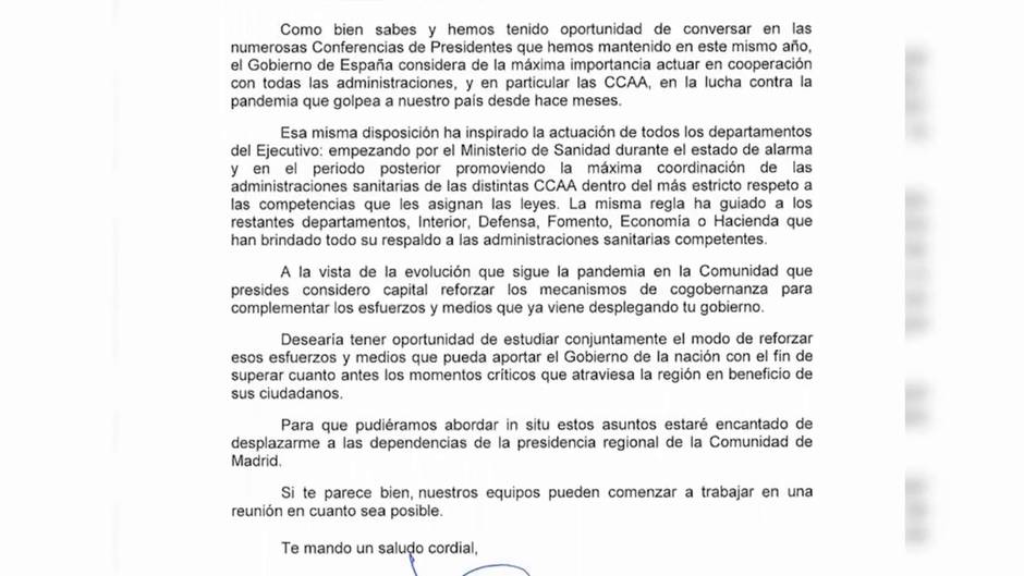 Sánchez le pide una reunión a Ayuso para abordar el avance de la pandemia en Madrid