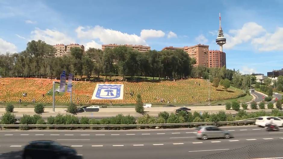 Colocan 53.000 banderas de España frente a M-30 como homenaje a fallecidos