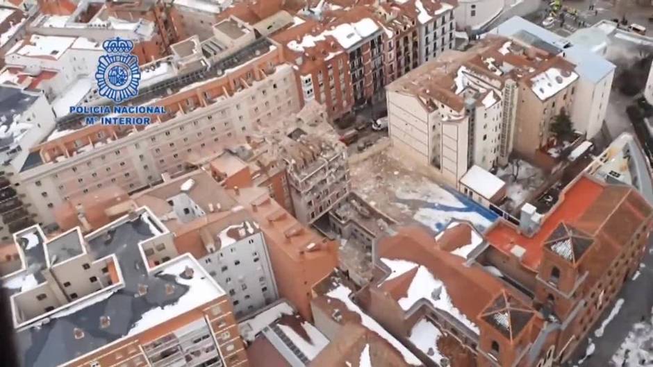 Imágenes áreas de la calle Toledo de Madrid tras una explosión