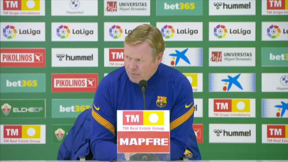 Koeman destaca la "concentración" del equipo en su victoria ante el Elche (0-2)