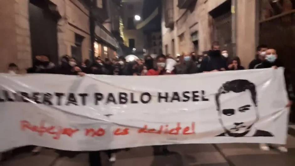 Nueva protesta en Girona pidiendo libertad para Pablo Hasel