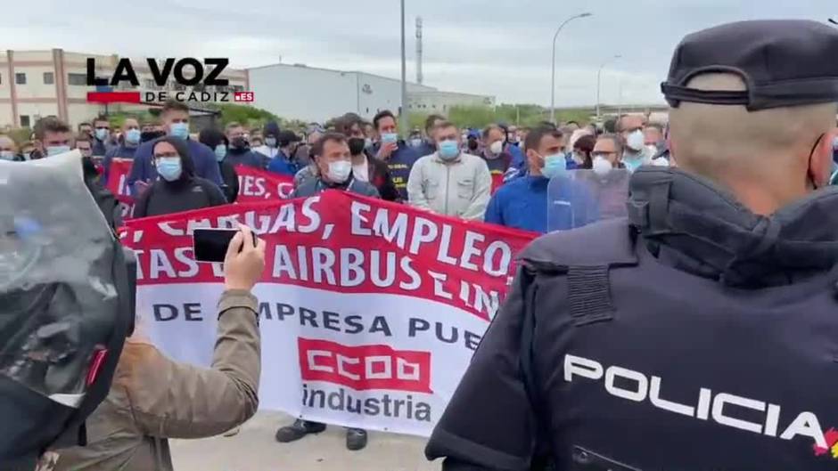 Protestas de Airbus y la industria aeronáutica en Cádiz