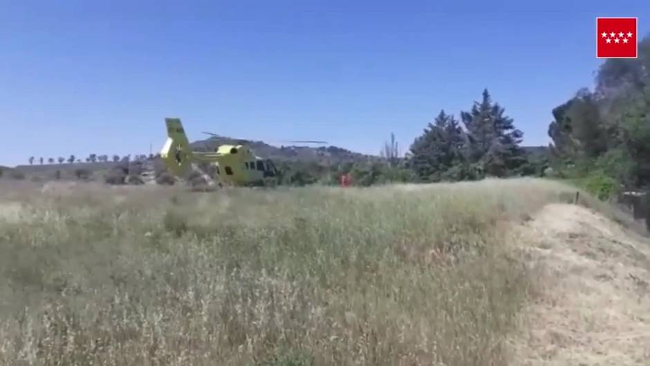 El SUMMA 112 estabiliza y traslada en helicóptero a un ciclista en Tielmes