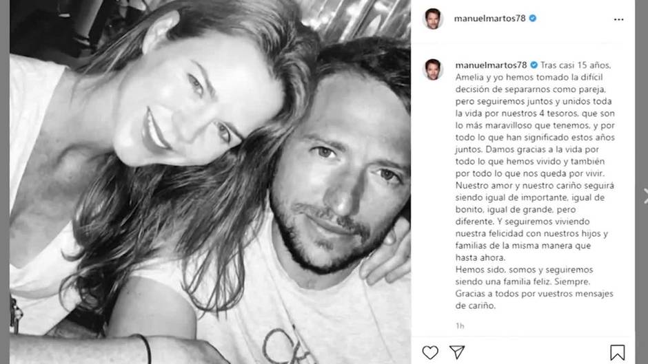 Amelia Bono y Manuel Martos confirman su ruptura en un comunicado