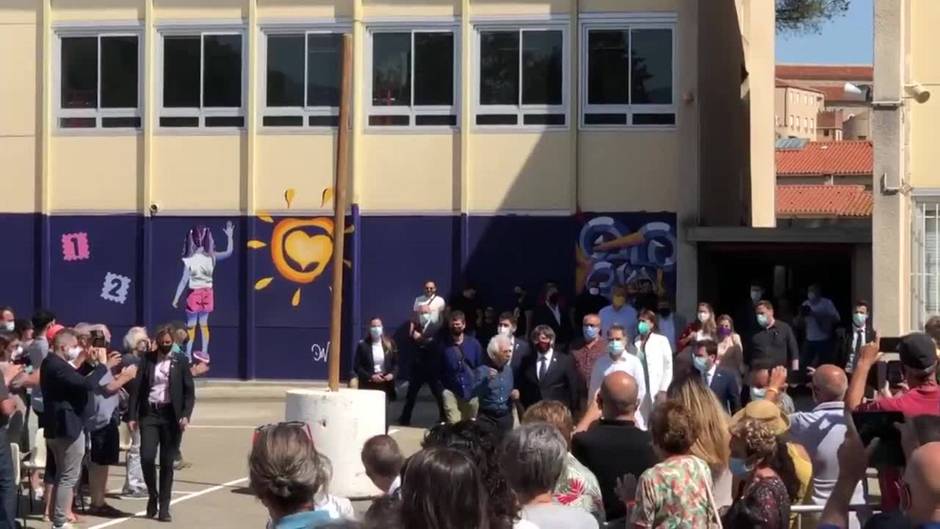 Aragonès y Puigdemont llegan a Elna por el aniversario de Òmnium Cultural