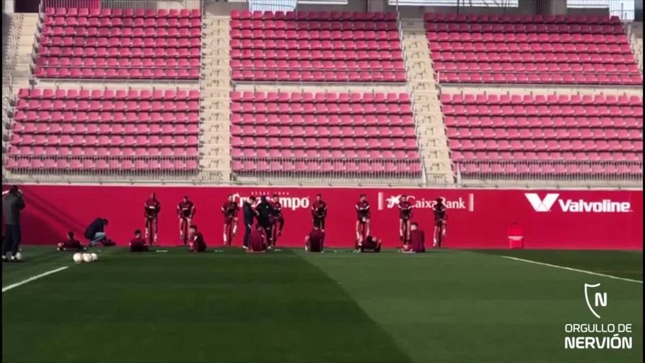 Los argentinos del Sevilla, en el entrenamiento